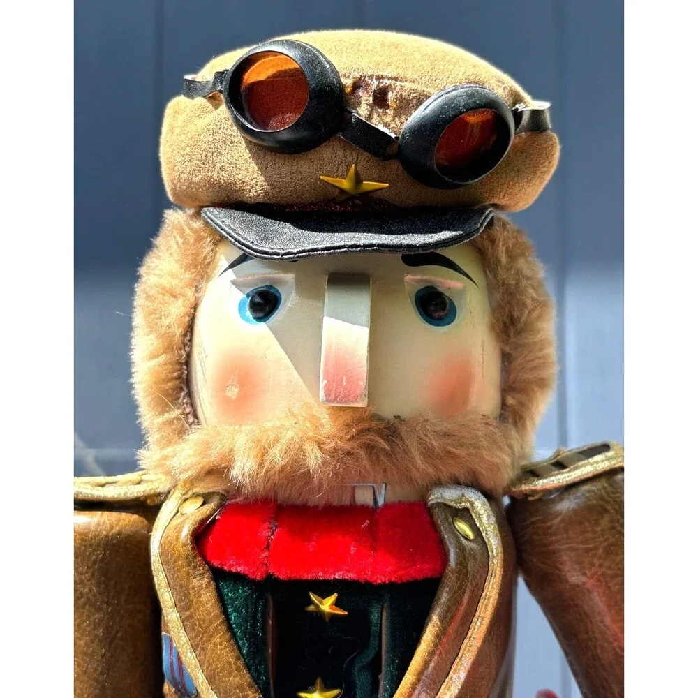 Vintage Bombay Company Aviator Nutcracker Pilot with Model Plane 18
